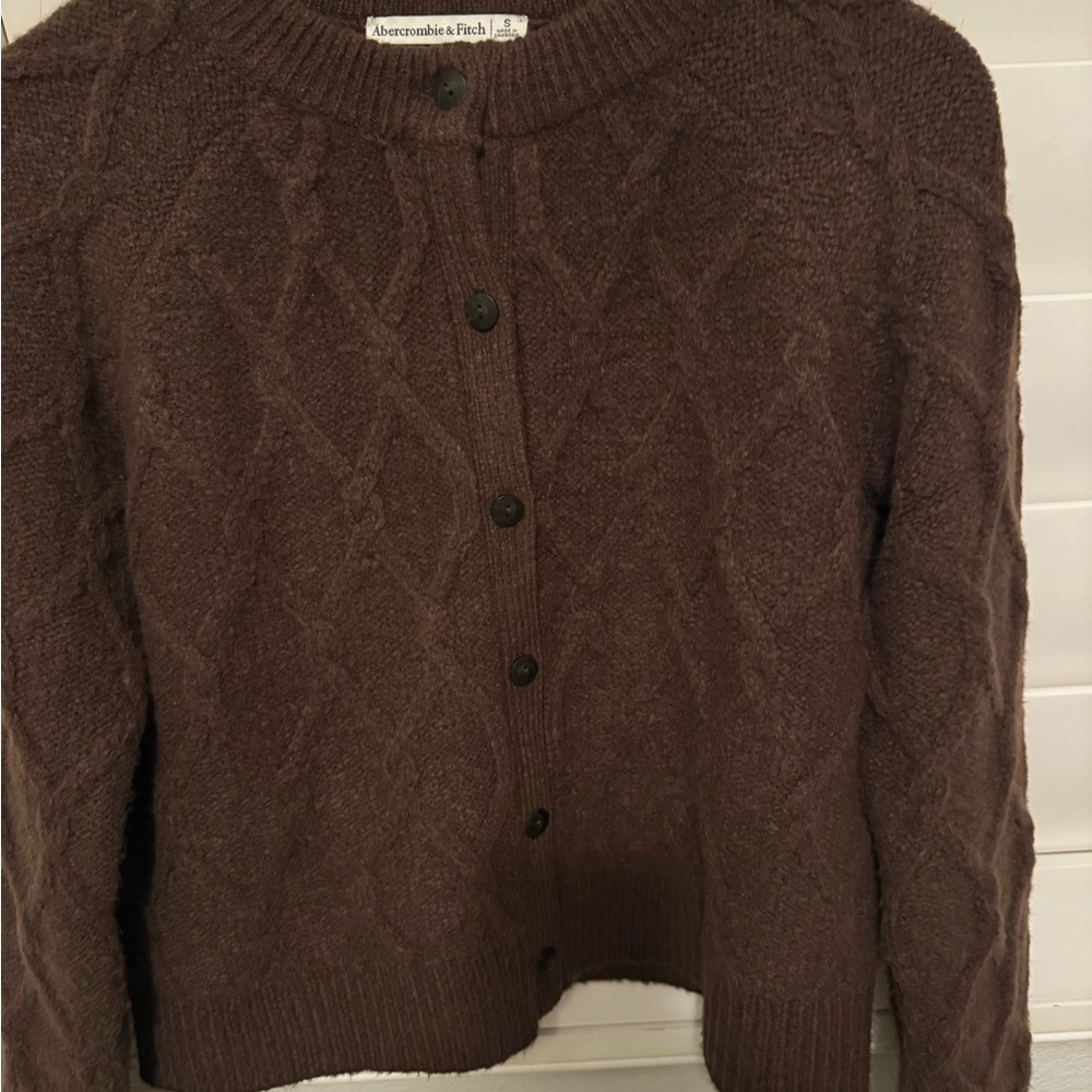 Abercrombie & Fitch Brown Cable-Knit Button Cardigan - Picture 2 of 5